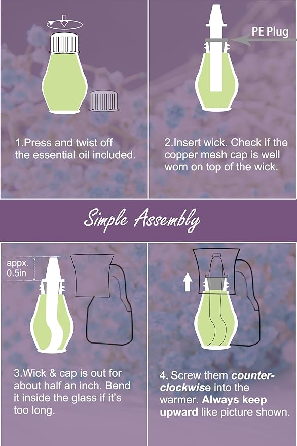 Plug-in Air Freshener Lavender Essential Oil and Wall Plug Diffuser Starter Kit Non-Toxic Relax Room Scent for Home Office Smell Good 30 Days (Polarized Warmer + Oil 20ml)