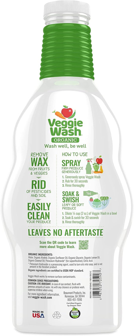Veggie Wash Organic Fruit and Vegetable Wash Soaker, 32 Fluid Ounce (Pack of 4)