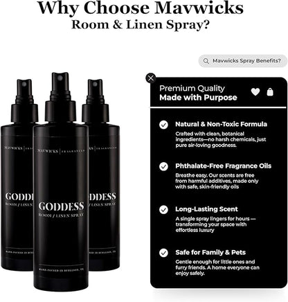 Fragrances - (Goddess) Linen & Room Spray (8oz) – Bedroom & Home Fragrance Mist, Long-Lasting Freshness To Brighten Up Your Space, Fabric & Air Freshener, Aromatherapy Scent Spray