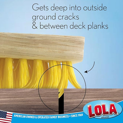 LOLA Deck Scrub Brush Outdoor Broom, Durable Bristles Remove Dirt, Grime, Grout, Leaves, Snow on Patios, Decks, Wet or Dry, 1 Pack
