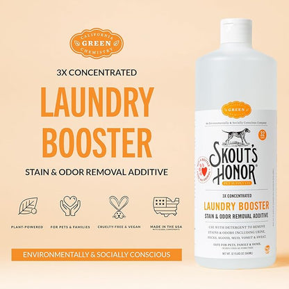Skout's Honor Laundry Booster Stain & Odor Removal Additive - Plant-Powered Formula for Pet Bedding, Clothing, and Washable Pee Pads - Eco-Friendly & Cruelty-Free, 32 oz, 2-Pack, Natural