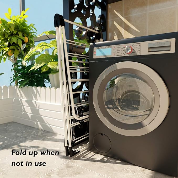 LDAILY Clothes Drying Rack, Laundry Clothes Storage, Portable Folding Dryer, Heavy Duty Clothes Hanger, Lightweight and Stable Clothes Dryer for Indoor and Outdoor Use
