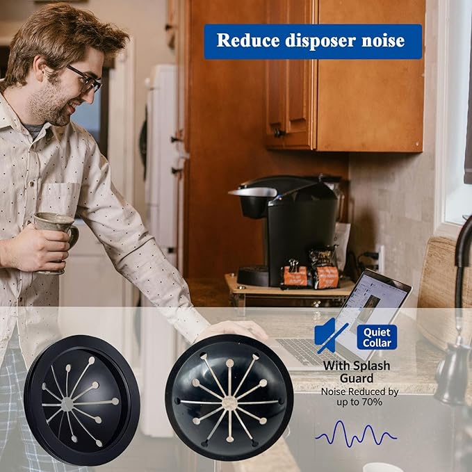 Garbage Disposal Splash Guard, 3-1/8 Inch Garbage Disposal Splash Guard, Quiet Collar Sink Baffle Drain Plug, Replacement for InSinkErator Evolution Series Disposals (2 PCS)