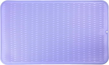 MicoYang Silicone Dish Drying Mat for Multiple Usage,Easy clean,Eco-friendly,Heat-resistant Silicone Mat for Kitchen Counter or Sink,Refrigerator or Drawer Liner Light Purple 3XL 28 inches x 18 inches