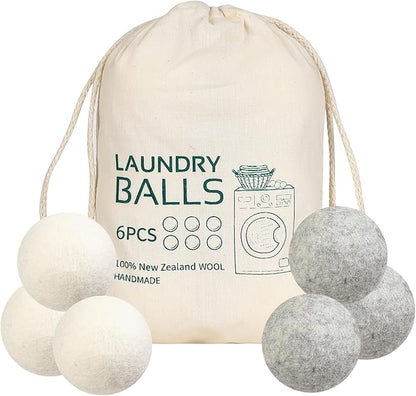 Wool Laundry Ball Pack of 6 Tumble Dryer Wool Ball Fabric Softener Alternative Reusable Wool Laundry Balls Nature’S Fabric Softeners for Fluffs Clothes