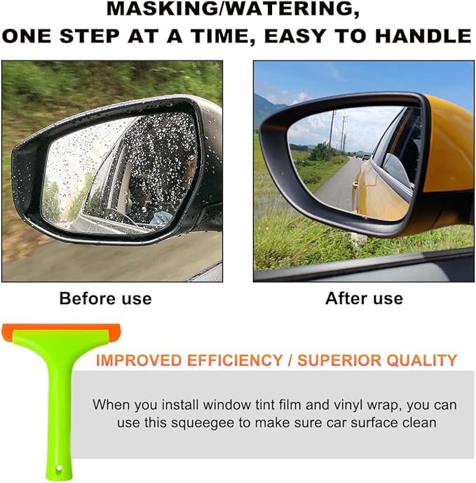 2PCS Small Silicone Window Squeegee, 5.9 Inch Car Windshield Water Blade Squeegee with Non-Slip Handle, All-Purpose Cleaning Squeegee for Car Windshield, Window, Mirror (Light Green)