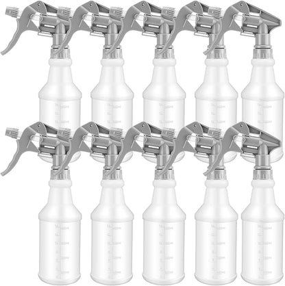 10 Pack Spray Bottles 16 oz Empty Water Spray Bottles for Cleaning Heavy Duty Refillable Squirt ‌container with Measurements Adjustable Nozzle for Household(Gray)