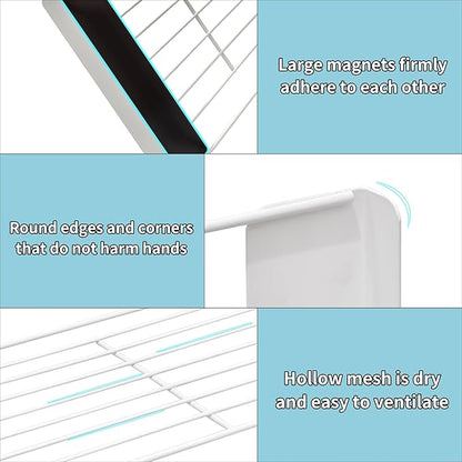 LEQ Clothes Drying Rack Magnetic Folding Shelf for Clothes and Towels, Magnet Rack Mount on Washing Machine Fridge, Durable Folding Rack for Laundry Room Bathroom Kitchen