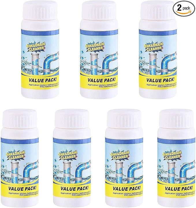 Sink and Drain Cleaner, Portable Powerful Pipe Cleaner, Cleaner Powder, Multi-Functional Foaming Pipe Unclogger, for Kitchen and Bathroom, Fast Acting Clog Remover (2)