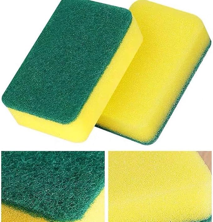 50PCS Sponges Kitchen, Scratch-Free Heavy-Duty Scrub Sponges for Bathroom Pans Household Cleaning Washing Dishes Pots,Easy to Dry Green Scrubbing Pads
