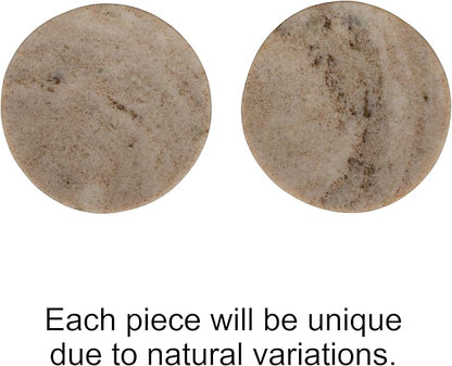 Creative Co-Op Marble Round Soapdish, Beige