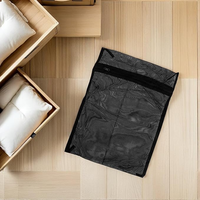 CHILDWEET Black Mesh Laundry Bag for Delicates 15.6X15.6 Inch Breathable Washing Bag for Washing Machine Use and Travel Clothes Storage Organizer