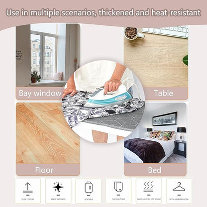 Foldable Hanging Steam Board,Over Door Steamer Mat for Clothes Steaming,360° Rotatable Hook,Heat-Resistant Steam Board Clothes Pad,Clothes Steamer with Stand & Clothing Rack for Steaming