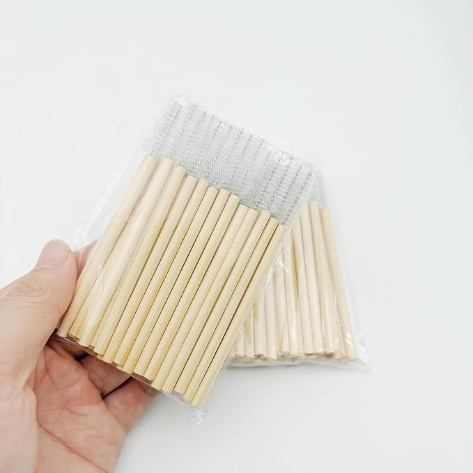 100 Pcs Disposable Wood Mascara Wands Bamboo Spoolies Brush for Eyelash Extensions, Spooly Eyebrow Brushes Lash Wand Applicator Stick (White)