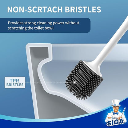 MR.SIGA Toilet Brush and Holder, Wall Mounted Toilet Brush for Bathroom Cleaning, Compact Toilet Brush with Holder Set, White, 1 Pack