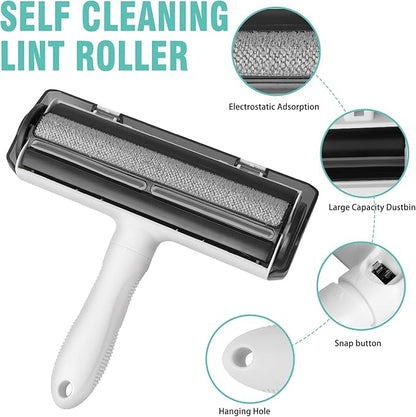 Reusable Lint Roller for Pet Hair – Extra Sticky Washable Dog & Cat Fur Remover Roller, Portable Lint Remover Brush on Furniture, Couch, Carpet, Car, Rugs & Bedding – Eco-Friendly, No Refills Needed