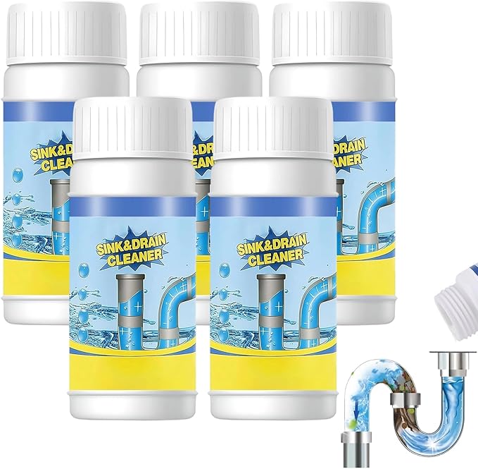 Sink & Drain Cleaner Powder, Quick Foaming Heavy Duty Clog Remover for Kitchen, Bathroom, Shower & Sewer Drains, 2026 New Multi-functional Pipeline Dredging Agent (5Pcs)