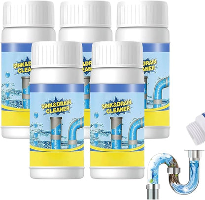 Sink & Drain Cleaner Powder, Quick Foaming Heavy Duty Clog Remover for Kitchen, Bathroom, Shower & Sewer Drains, 2026 New Multi-functional Pipeline Dredging Agent (5Pcs)
