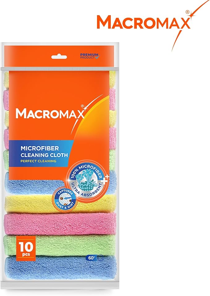 Microfiber Cleaning Cloth – Pack of 10 – Ultra Absorbent Lint‑Free Reusable Towels for Kitchen, Glass, Counters, Furniture – Soft Non‑Scratch Microfiber