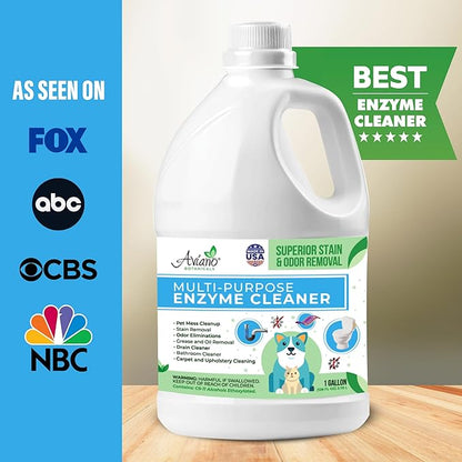 Aviano Botanicals Multi-Purpose Enzyme Cleaner, Made in USA – (1 Gallon) Safe, Pet & People Friendly, Eco-Friendly Solution for Pet Mess, Odor, Carpet, Upholstery, Drain, Bathroom & Floor Cleaning