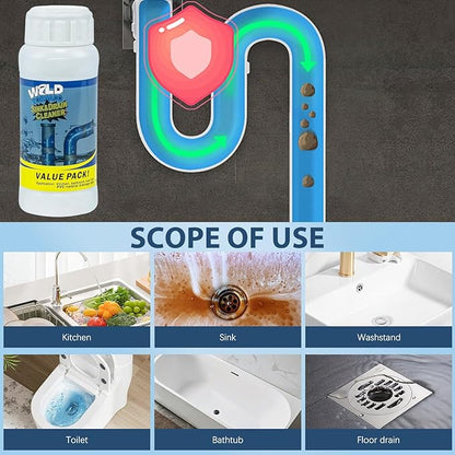 4Pcs Wild Tornado Pipe Dredge, Powerful Sink and Drain Cleaner Powder, Fast Foaming for Kitchen Toilet Pipeline Quick Cleaning Tool