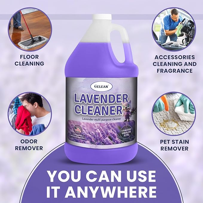LAVENDER Multi Purpose Cleaner & Deodorant - MADE IN USA - Concentrate Lavender cleaner - Strong Odor Floor Cleaner - Floor Cleaner Odor eliminator 128oz
