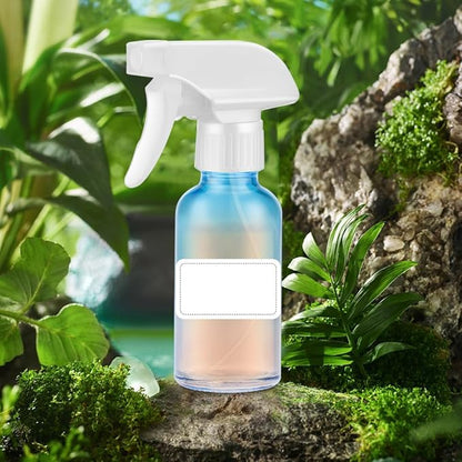 Tecohouse Glass Spray Bottles 4 oz, 2 Pack Spray Bottles for Hair Empty Refillable Fine Mist Sprayer with Labels, Funnel, Pipettes Blue