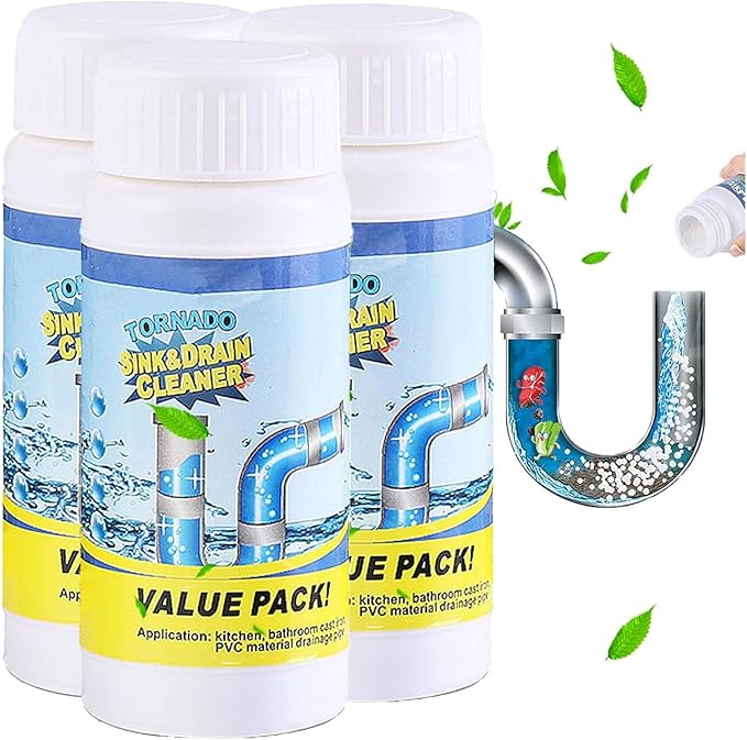Sink Drain Cleaner, 2025 New Sink and Drains Cleaner, Multi-functional Sink and Drains Cleaner Powder Cleaning, Drain Cleaner Foam Cleaner, Powerful Pipe Dredging Agent for Home Kitchen Toilet (3PCS)