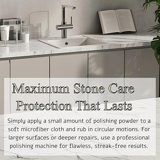 Professional Marble Polishing Powder Granite Polishing Kit Marble Floor Polish – Restore Shine & Remove Dullness, Safe for All Kinds of Stone, Countertops, Floors (10 oz)