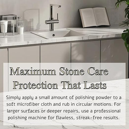 Professional Marble Polishing Powder Granite Polishing Kit Marble Floor Polish – Restore Shine & Remove Dullness, Safe for All Kinds of Stone, Countertops, Floors (10 oz)