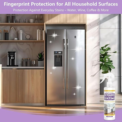 Ceramic Coating Spray 17.32oz – Appliance & Kitchen Protector for Stainless Steel – Fingerprint Resistant Cleaner & Sealer for Sinks, Fridges, Stoves – Easy Cleaning & Long-Lasting Multi-Surface Shine