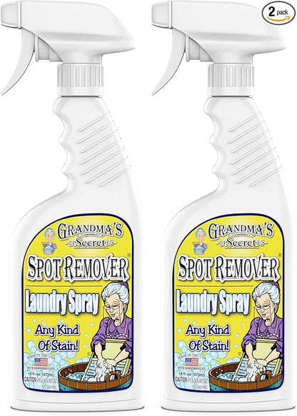Grandma's Secret Spot Remover Laundry Spray - Chlorine, Bleach and Toxin-Free Fabric Stain Remover for Clothes - Removes Oil, Paint, Blood and Pet Stains - 16 Oz, 2 Pack