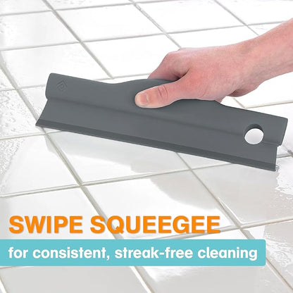 Polder Swipe Squeegee, Window Cleaner with Silicone Blade, Shower Squeegee with Flexible Handle, Ideal for Car, Kitchen, Bathroom, Shower Mirror, and More, Cleaning Supplies, Gray