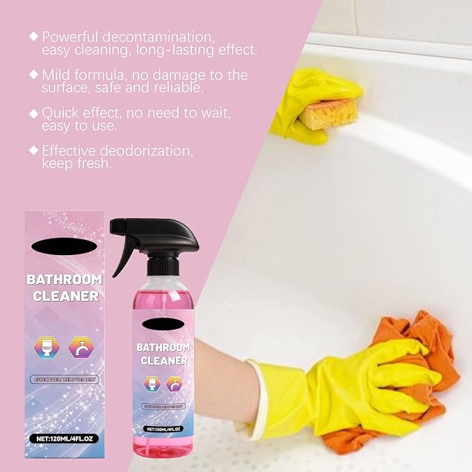 Bathroom Cleaner Foam Spray, Pink Limescale & Soap Scum Remover, No-Rinse Descaler for Toilet, Shower, Sink, Bathtub, Tile & Glass Surfaces, Powerful Yet Gentle Formula (2Pcs)