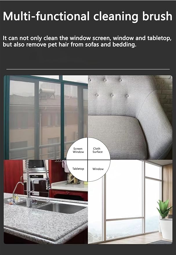 2 in 1 Window Screen Cleaning Brush, Double Sided Wet & Dry Dual Use,Extendable Handle Multifunctional Brush, Pet Hair Remover for Furniture&Carpet（Green White）