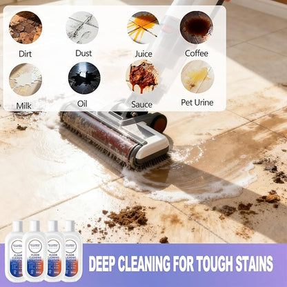 Floor Cleaning Solution for Tineco/Roborock Wet Dry Vacuum Mops and All Mopping Robot Vacuums, Residue & Streak Free,Multi-Surface Cleaner Liquid Refill (4 Bottle Pack),Lavender Scent