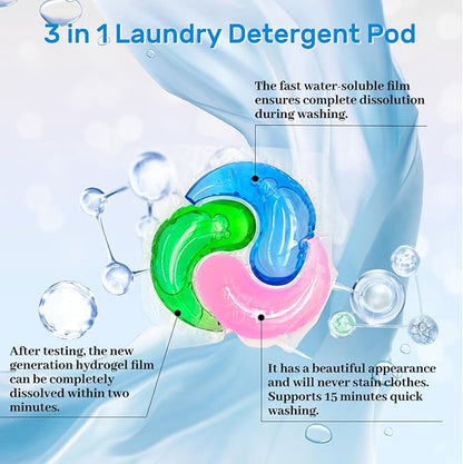 Laundry Detergent Pods, 30pcs Liquid Pacs 3-in-1 Powerful Clean Remover, Fabric Softener & Scent Booster, Long Lasting Fresh Nature Scent for Hand Washing or Machine (Forest)