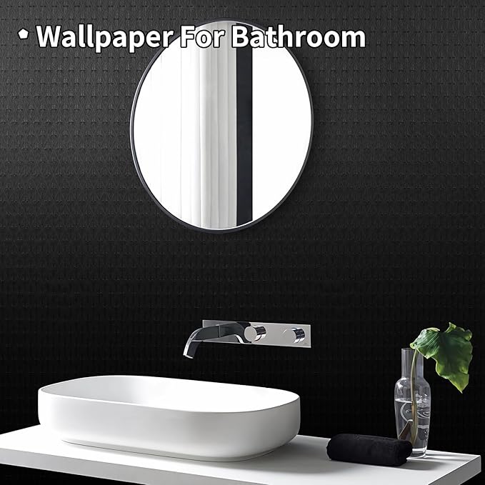 3D Peel and Stick Wallpaper, 15.7" X 118.1" Black Diamond Pattern Textured Removable Contact Paper for Walls Waterproof DIY Accent Wall Decor Self Adhesive
