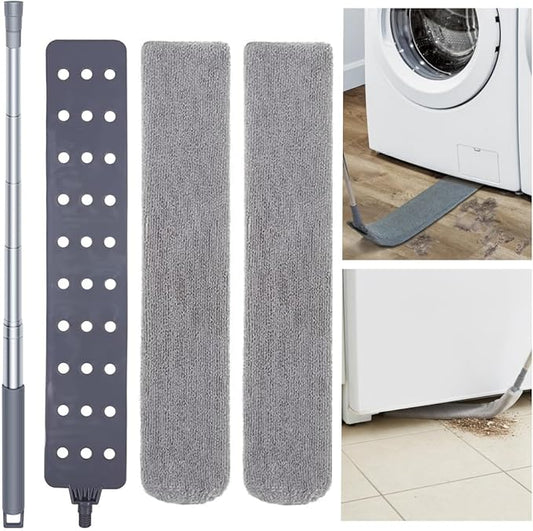 Retractable Gap Dust Cleaner with 30-100 Feet Extendable Long Handle and 2 Microfiber Dusting Cloths, Cleaning Duster for Under Appliance Refrigerator Furniture Sofa Bed (Gray)
