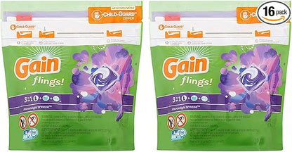 Gain Flings Laundry Detergent Pods - Moonlight Breeze - 16 Count Pods Per Package - Pack of 2 Packages