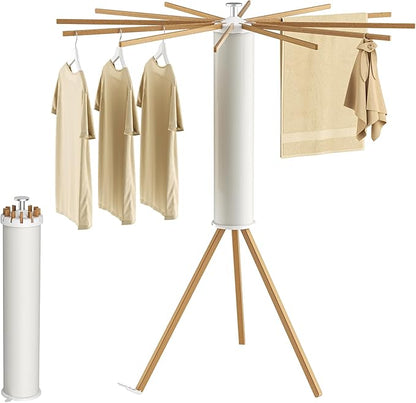 SUNOUTLY Tripod Clothes Drying Rack, Garment Rack Portable and Foldable Space Saving Laundry Drying Rack - Dryer Rack Clothing Floor Folding Balcony Bedroom Household