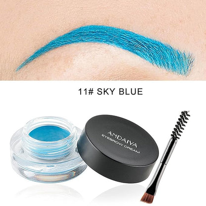 MAEPEOR 12 Colors Eyebrow Pomade Full-pigmented Long Lasting Waterproof Eyebrow Cream Gel Filling & Shaping Tinted Eyebrows Enhancers with Brush for Daily or Cosplay (11 Sky Blue)
