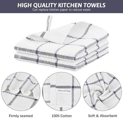 Nialnant 4PCS Cleaning Rags,100% Cotton Terry Dish Rags for Washing Dishes,Quick Drying Dish Cloths,Dish Towels for Kitchen,Purple Plaid-12x12in