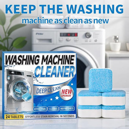 Enzyme Washing Machine Cleaner Tablets (24 Pack) – Protease Deep Clean Laundry Machine Cleaner Descaler for HE, Front Load & Top Load Washer, Removes Odor, Residue & Hard Water Buildup (2-Year Supply)