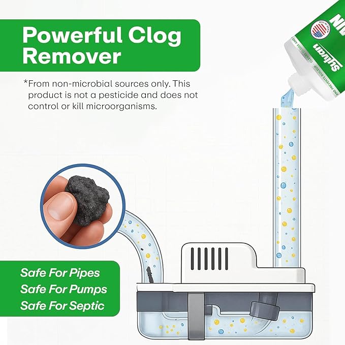 Sylvan AC Drain Line Cleaner | 8 oz | Instant Relief | Made in USA | Universal Compatibility | Removes Clogs and Buildup from HVAC Condensate Lines | Air Conditioner Unclogger