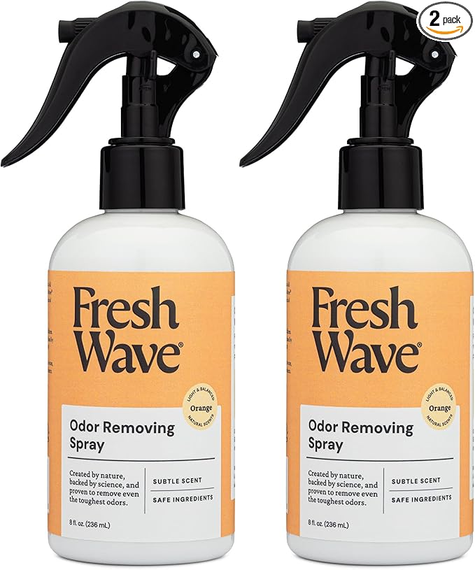 Fresh Wave Orange Scent Odor Removing Spray, 8 fl. oz. | Pack of 2 | Odor Absorber for Home, Furniture, Fabrics & Trash | Safer Odor Relief