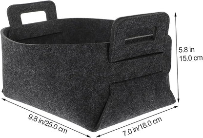 INOOMP Foldable Dirty Clothes Storage Basket Deep Grey Felt Laundry Hamper for Bedroom and Bathroom Large Capacity Organizer for Household Sundries