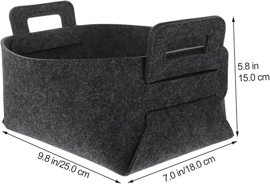 INOOMP Foldable Dirty Clothes Storage Basket Deep Grey Felt Laundry Hamper for Bedroom and Bathroom Large Capacity Organizer for Household Sundries