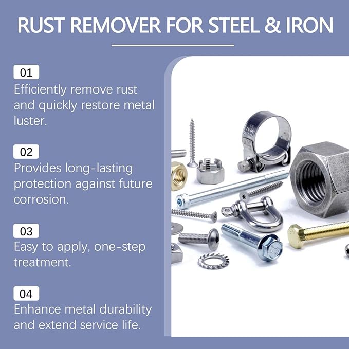Rust Remover Spray for Metal – Heavy-Duty Rust Remover Metal Cleaner for Steel, Iron & Stainless Steel, Multipurpose Rust Dissolver with Protective Coating (1pack with towel)