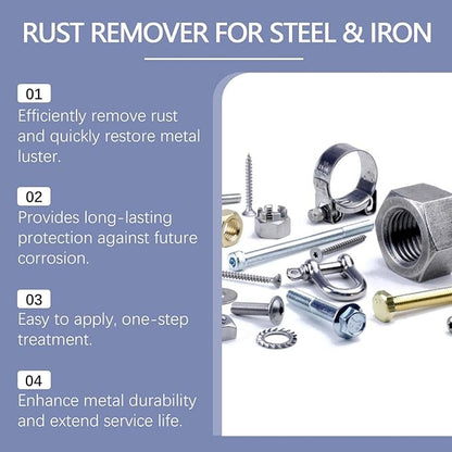 Rust Remover Spray for Metal – Heavy-Duty Rust Remover Metal Cleaner for Steel, Iron & Stainless Steel, Multipurpose Rust Dissolver with Protective Coating (1pack with towel)